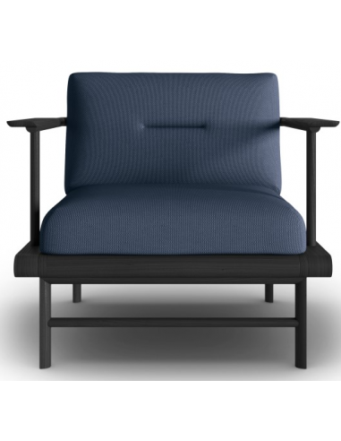 Se Hawaii udendørs lounge havestol i ask træ og polyester B80 x D80 cm - Sort/Mørkeblå hos Lepong.dk