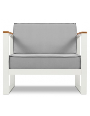 Se Tahiti udendørs lounge havestol i stål og polyester B90 x D85 cm - Hvid/Grå hos Lepong.dk