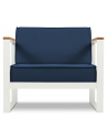 Tahiti udendørs lounge havestol i stål og polyester B90 x D85 cm - Hvid/Mørkeblå