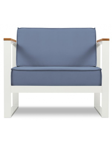 Se Tahiti udendørs lounge havestol i stål og polyester B90 x D85 cm - Hvid/Lyseblå hos Lepong.dk