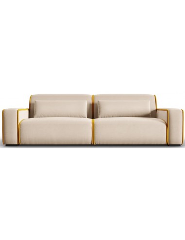 Se Lina 4-personers sofa i velour B248 cm - Lys beige/Guld hos Lepong.dk