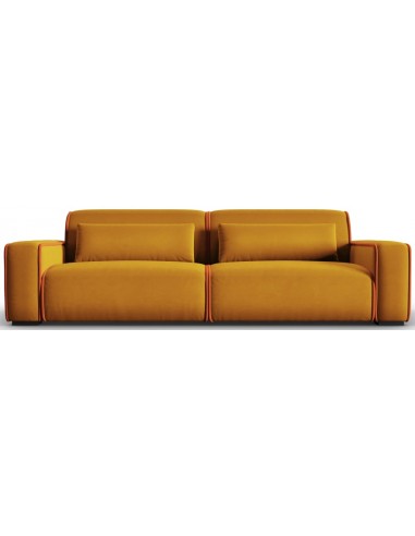 Se Lina 4-personers sofa i velour B248 cm - Murstensrød/Guld hos Lepong.dk
