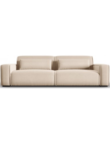 Se Lina 4-personers sofa i velour B248 cm - Lys beige hos Lepong.dk