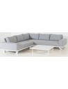 Easey lounge hjørnesofa med bord i aluminium og sunbrella quick dry polyester 260 x 260 cm - Hvid/Lysegrå