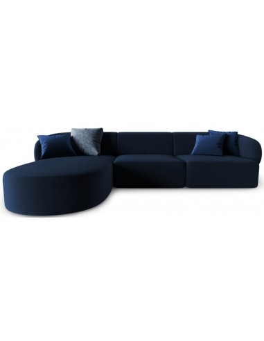 Billede af Chiara venstrevendt chaiselong sofa i velour B259 x D155 cm - Sort/Blå