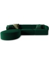 Chiara venstrevendt chaiselong sofa i velour B259 x D155 cm - Sort/Flaskegrøn