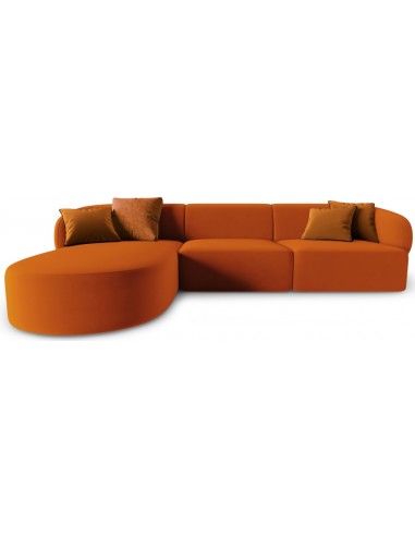 Billede af Chiara venstrevendt chaiselong sofa i velour B259 x D155 cm - Sort/Terracotta