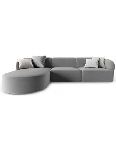 Billede af Chiara venstrevendt chaiselong sofa i velour B259 x D155 cm - Sort/Grå