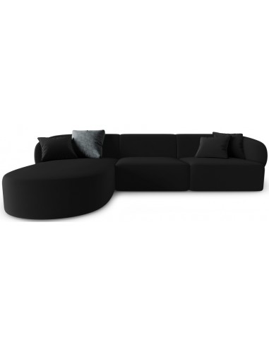 Se Chiara venstrevendt chaiselong sofa i velour B259 x D155 cm - Sort/Sort hos Lepong.dk