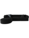 Chiara venstrevendt chaiselong sofa i velour B259 x D155 cm - Sort/Sort