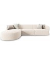 Chiara venstrevendt chaiselong sofa i chenille B259 x D155 cm - Sort/Lys beige melange