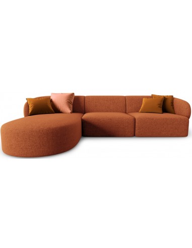 Billede af Chiara venstrevendt chaiselong sofa i chenille B259 x D155 cm - Sort/Terracotta