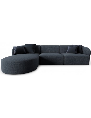 Billede af Chiara venstrevendt chaiselong sofa i chenille B259 x D155 cm - Sort/Blå melange