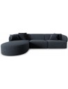 Chiara venstrevendt chaiselong sofa i chenille B259 x D155 cm - Sort/Blå melange