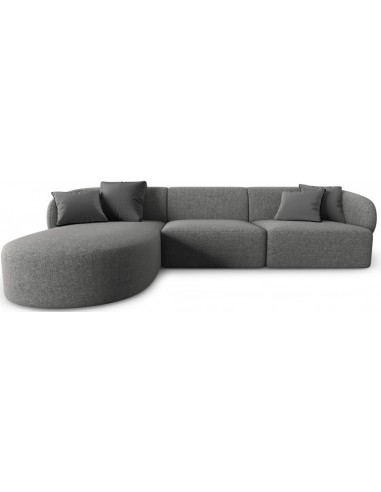 Billede af Chiara venstrevendt chaiselong sofa i chenille B259 x D155 cm - Sort/Mørkegrå melange