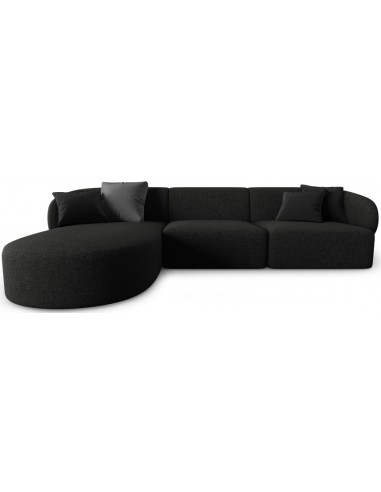Billede af Chiara venstrevendt chaiselong sofa i chenille B259 x D155 cm - Sort/Sort melange