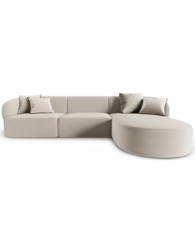 Se Chiara højrevendt chaiselong sofa i velour B259 x D155 cm - Sort/Beige hos Lepong.dk