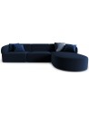 Chiara højrevendt chaiselong sofa i velour B259 x D155 cm - Sort/Blå