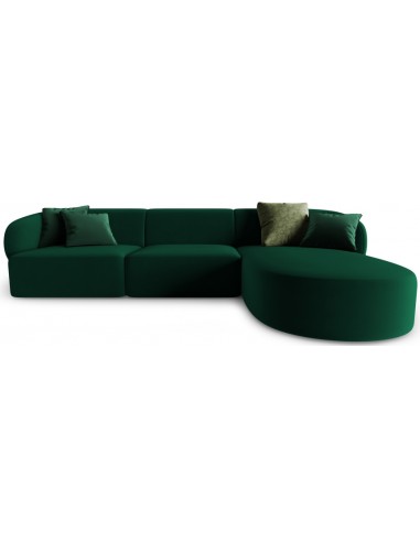 Se Chiara højrevendt chaiselong sofa i velour B259 x D155 cm - Sort/Flaskegrøn hos Lepong.dk