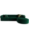 Chiara højrevendt chaiselong sofa i velour B259 x D155 cm - Sort/Flaskegrøn