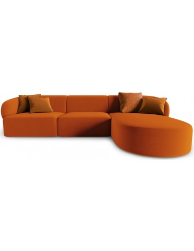 Se Chiara højrevendt chaiselong sofa i velour B259 x D155 cm - Sort/Terracotta hos Lepong.dk