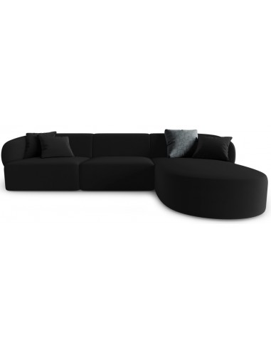 Billede af Chiara højrevendt chaiselong sofa i velour B259 x D155 cm - Sort/Sort