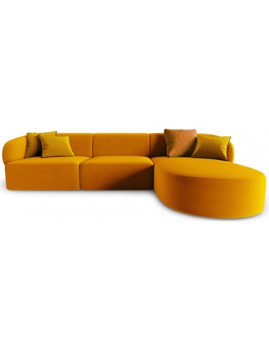 Se Chiara højrevendt chaiselong sofa i velour B259 x D155 cm - Sort/Gul hos Lepong.dk