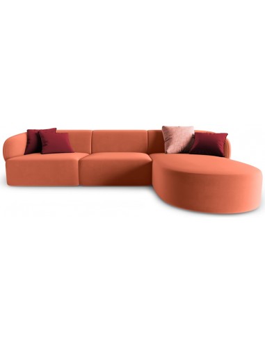 Billede af Chiara højrevendt chaiselong sofa i velour B259 x D155 cm - Sort/Koralrød