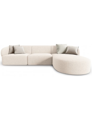 Se Chiara højrevendt chaiselong sofa i chenille B259 x D155 cm - Sort/Lys beige melange hos Lepong.dk