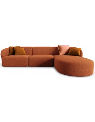 Se Chiara højrevendt chaiselong sofa i chenille B259 x D155 cm - Sort/Terracotta hos Lepong.dk