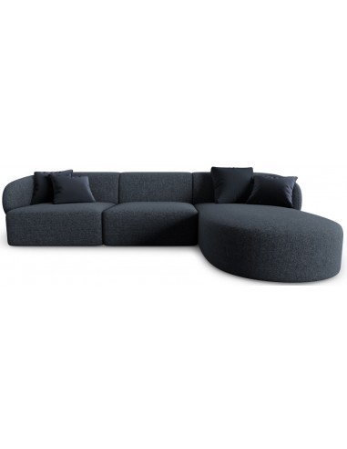 Billede af Chiara højrevendt chaiselong sofa i chenille B259 x D155 cm - Sort/Blå melange
