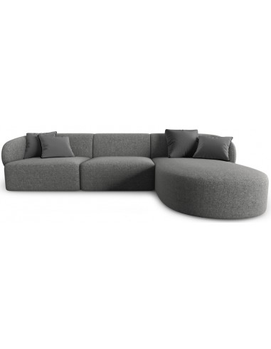 Billede af Chiara højrevendt chaiselong sofa i chenille B259 x D155 cm - Sort/Mørkegrå melange