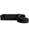 Chiara højrevendt chaiselong sofa i chenille B259 x D155 cm - Sort/Sort melange