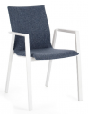 4 x Havestole med armlæn i aluminium og olefin/textilene H83 cm - Hvid/Blå