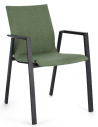4 x Havestole med armlæn i aluminium og olefin/textilene H83 cm - Charcoal/Olivengrøn