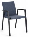 4 x Havestole med armlæn i aluminium og olefin/textilene H83 cm - Charcoal/Blå