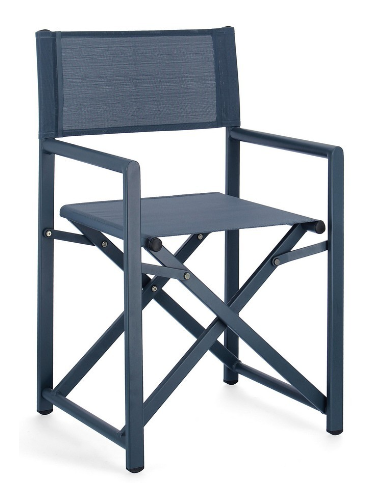 Se 2 x Have klapstole i aluminium og textilene H86 cm - Navy hos Lepong.dk