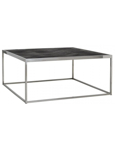 Se Blackbone sofabord i egetræsfinér og stål 90 x 90 cm - Sølv/Rustik sort hos Lepong.dk