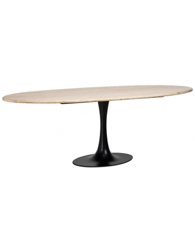 Billede af Hampton ovalt spisebord i stål og travertin 230 x 100 cm - Sort/Travertin