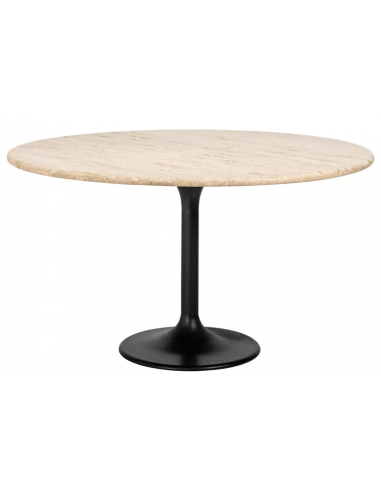 Billede af Hampton rundt spisebord i stål og travertin Ø140 cm - Sort/Travertin