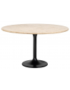Hampton rundt spisebord i stål og travertin Ø140 cm - Sort/Travertin