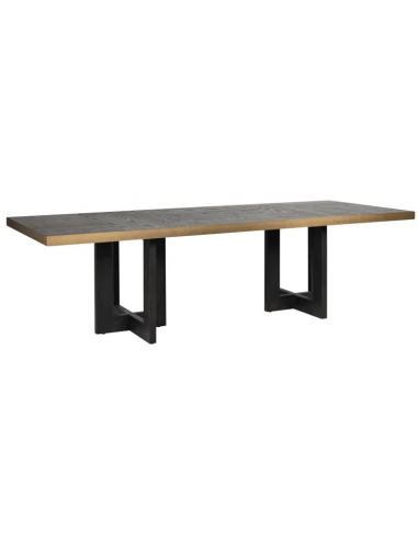 Se Cambon spisebord i stål og egetræsfinér 280 x 110 cm - Børstet bronze/Mørk kaffebrun hos Lepong.dk