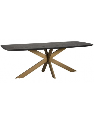 Se Cambon spisebord i stål og egetræsfinér 230 x 100 cm - Børstet bronze/Mørk kaffebrun hos Lepong.dk