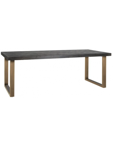 Se Blackbone spisebord i egetræsfinér og stål 180 x 100 cm - Antik børstet messing/Rustik sort hos Lepong.dk