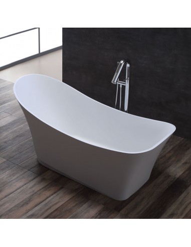 Billede af Fritstående badekar i solid stone 164,5 x 74 cm - Blank hvid