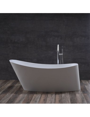 Billede af Fritstående badekar i solid stone 171,5 x 75,5 cm - Blank hvid