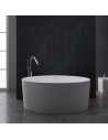 Fritstående rundt badekar i solid stone Ø150 cm - Mat hvid