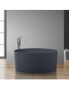 Fritstående rundt badekar i solid stone Ø150 cm - Mat betongrå