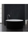 Fritstående rundt badekar i solid stone Ø150 cm - Mat hvid/Mat sort