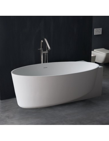 Billede af Fritstående væg badekar i solid stone 170 x 93 cm - Mat hvid